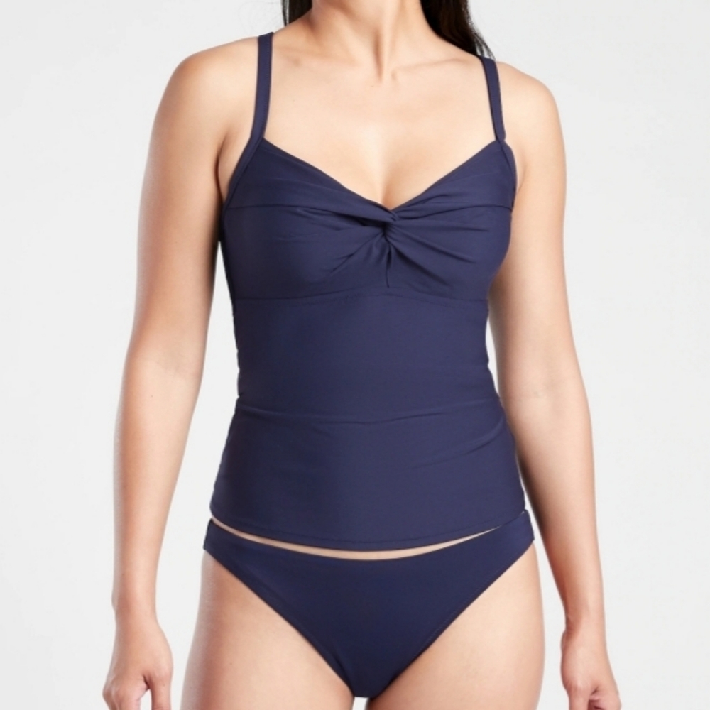 Athleta Twist Up Dark Blue Tankini Top